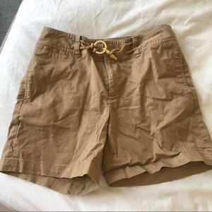 Mid Rise Ralph Lauren Khaki Shorts with Nautical Belt Detail